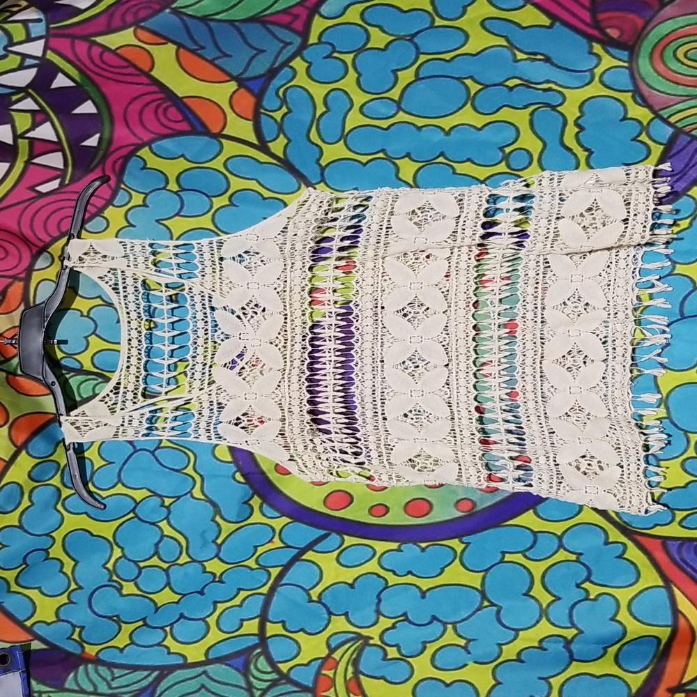 Lace racerback, a line, tank/mini dress/cover-up Forever 21 OS